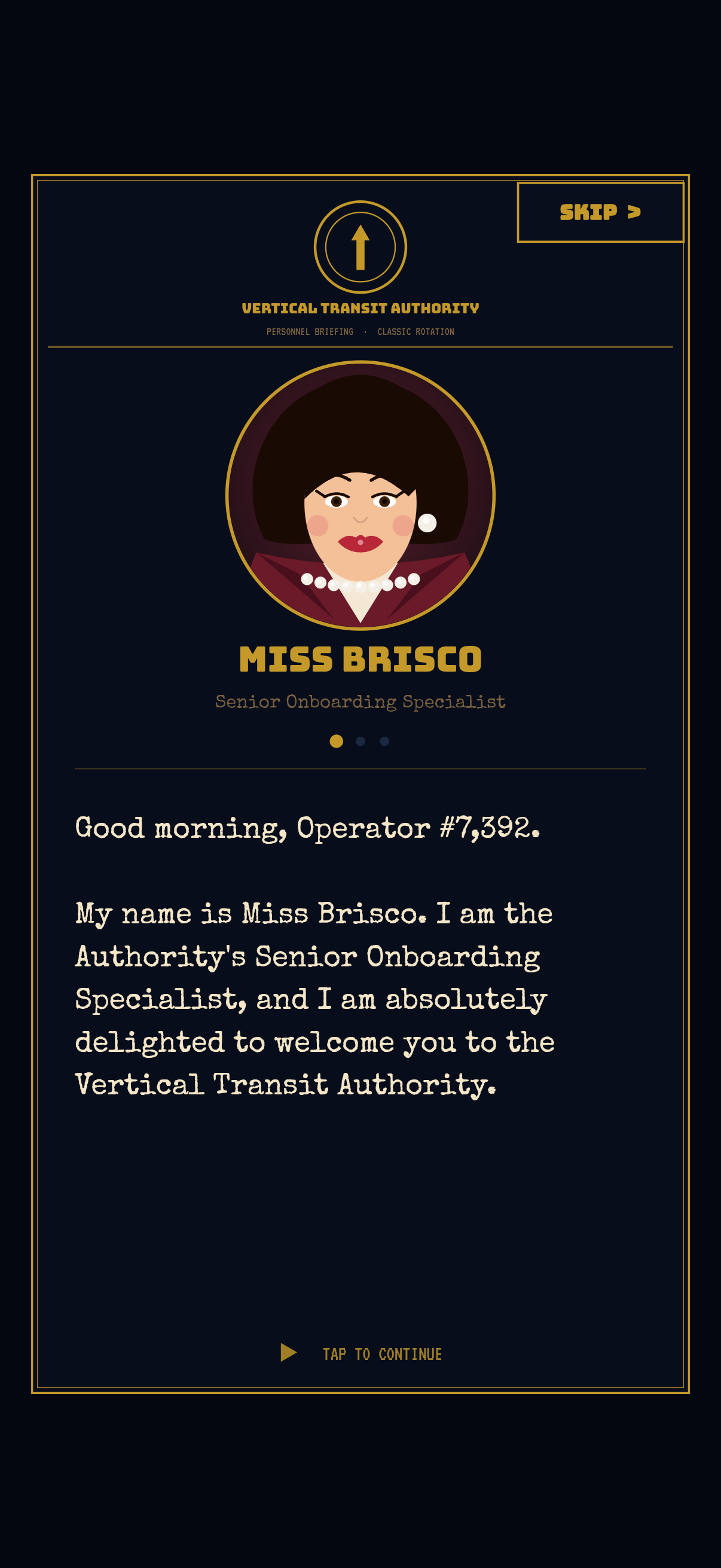 Miss Brisco — operator briefing